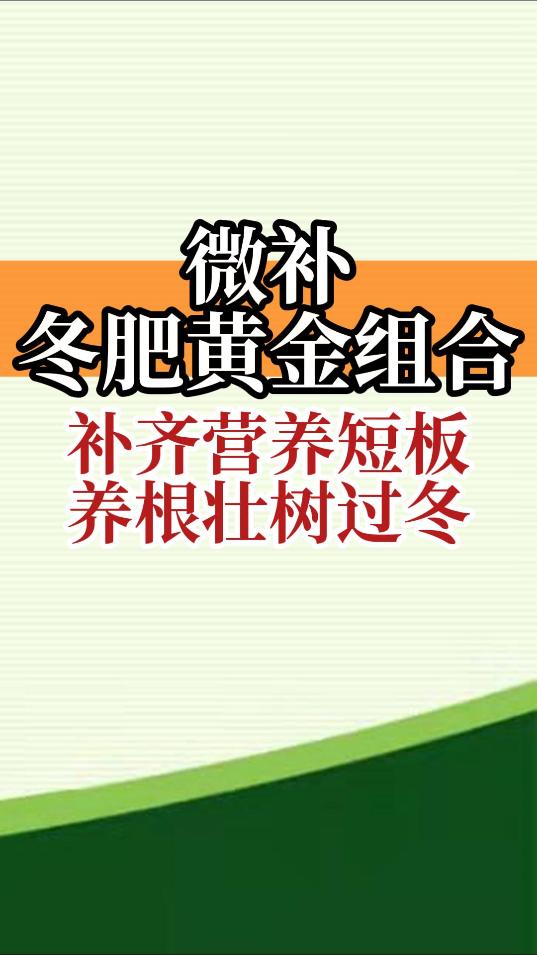 冬肥黃金組合 補(bǔ)齊營(yíng)養(yǎng)短板 養(yǎng)根壯樹過(guò)冬